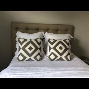 Gray and white accent pillows